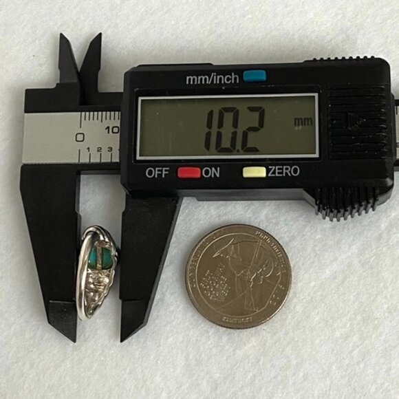 Sterling Silver 925 Modernist Oval Faux Turquoise Tapered Shank Ring Sz 5.25 - Picture 13 of 16